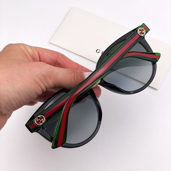 GUCCI GG0702SKN 004 Sunglasses Black Green Red Gray Round Women main image 4